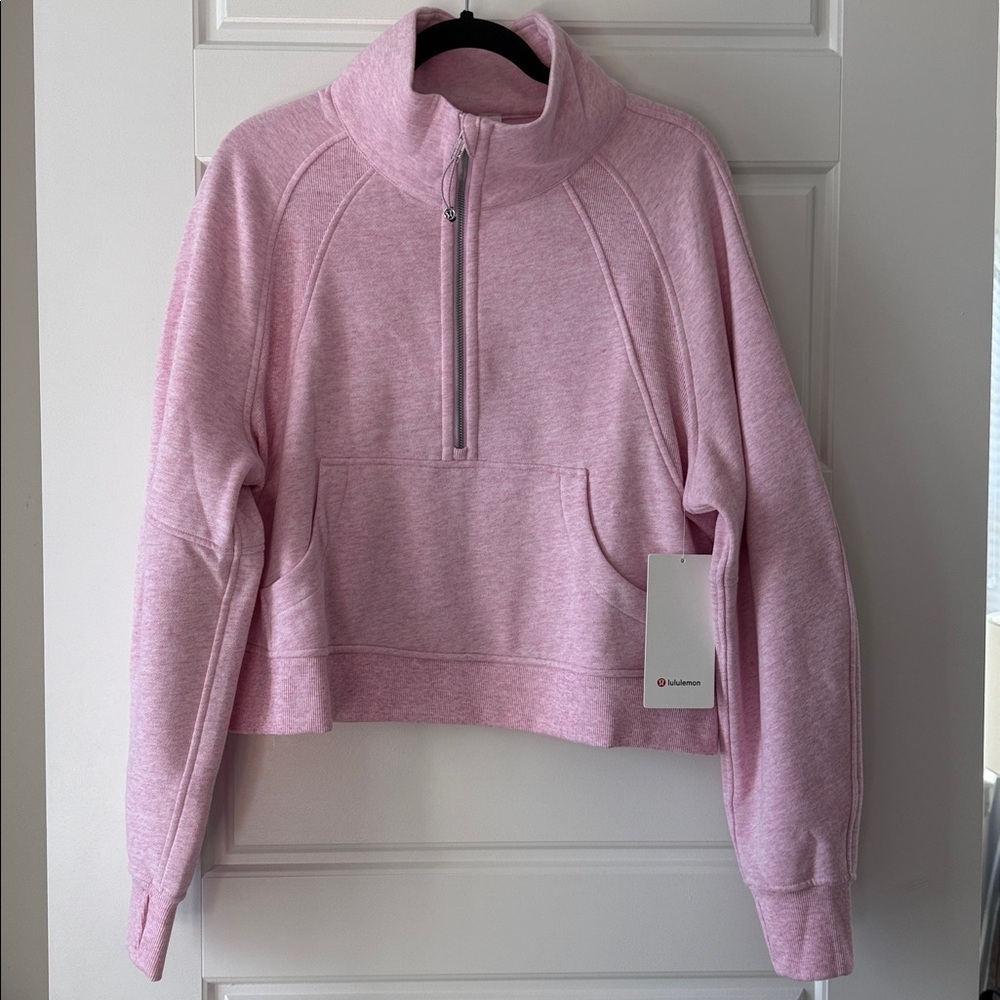 Lululemon Athletica Scuba Oversized Funnel Neck Half-Zip Heathered Pink M/L - Picture 2 of 11